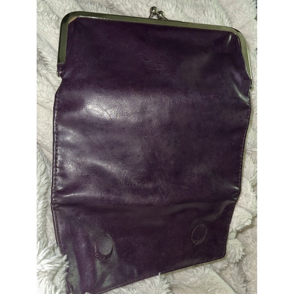 Braciano Frame Kiss Lock Trifold Wallet Purple Leather Magnetic Closure Vintage9 - Picture 5 of 8